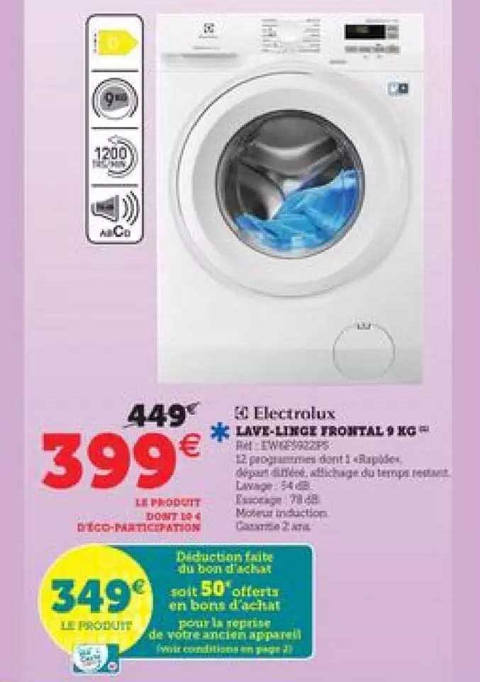 lave-linge frontal 9 kg electrolux
