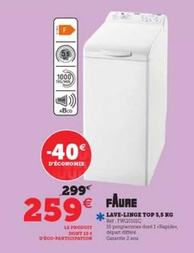 lave-linge top 5,5 kg faure