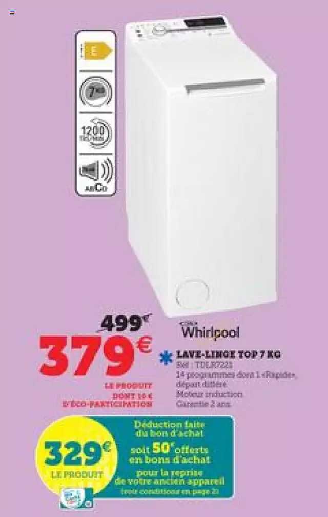 lave-linge top 7 kg whirlpool