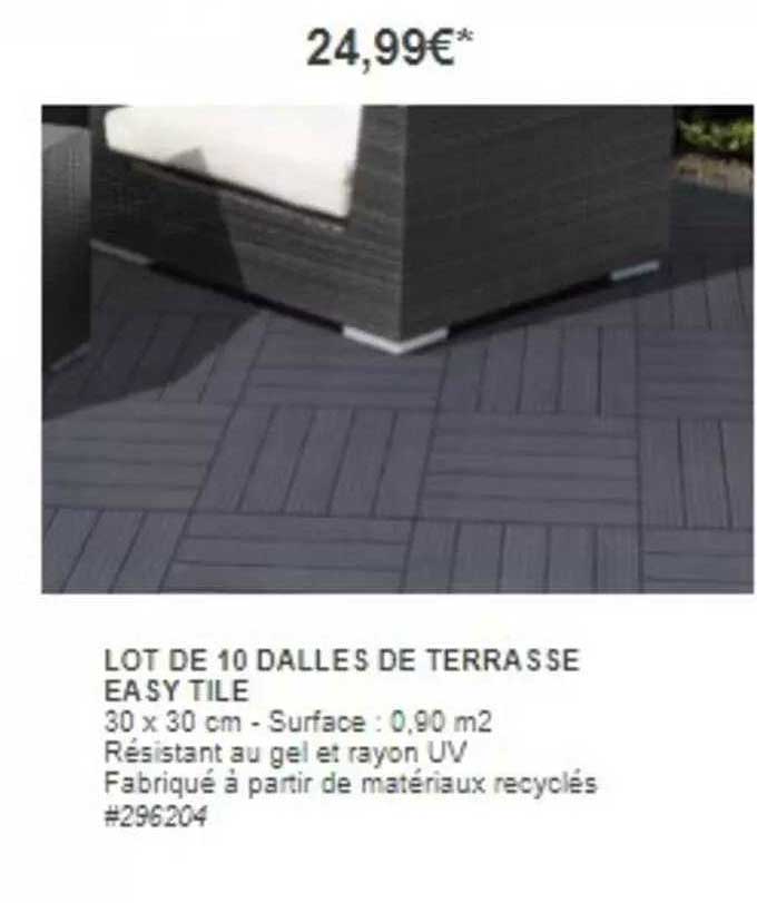 lot de 10 dalles de terrasse easy tile