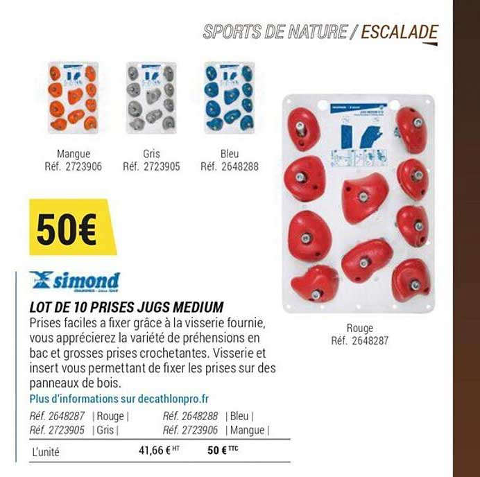 lot de 10 prises jugs medium simond