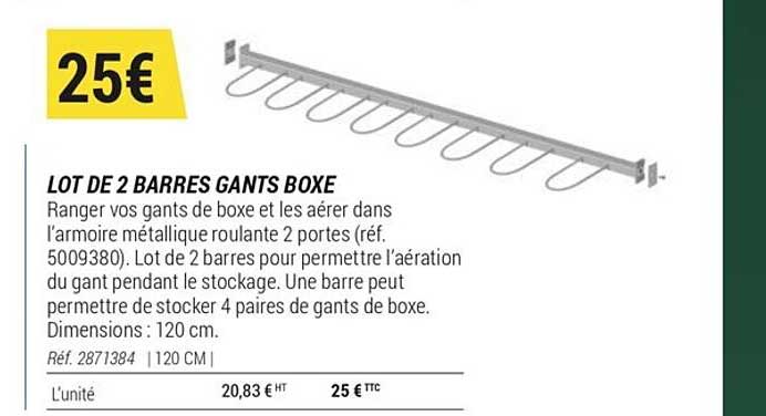 lot de 2 barres gants boxe