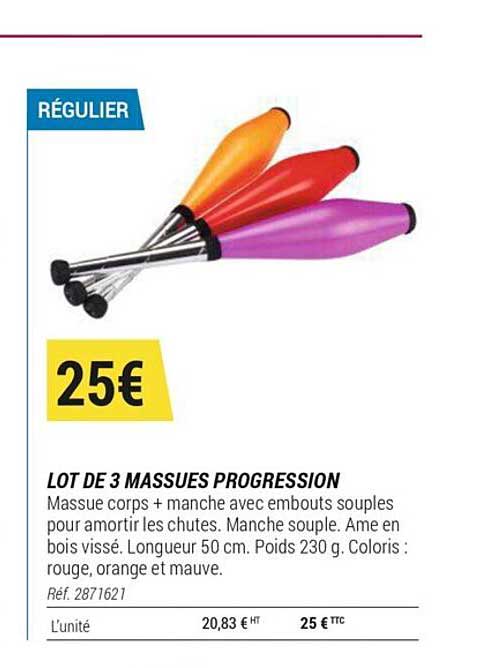 lot de 3 massues progression