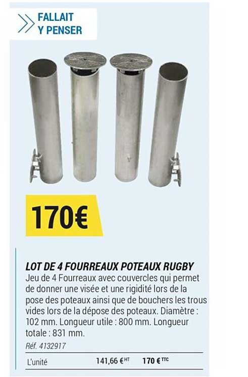 Lot De 4 Fourreaux Poteaux Rugby