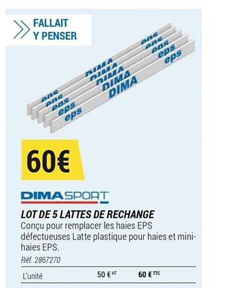 lot de 5 lattes de rechange dimasport
