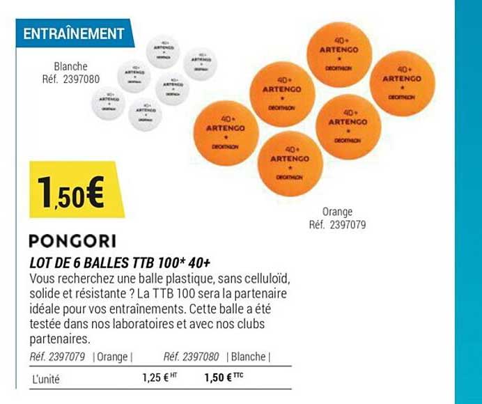 lot de 6 balles ttb 100 40+ pongori