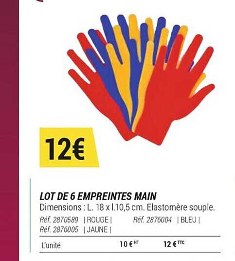 lot de 6 empreintes main