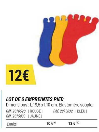 lot de 6 empreintes pied