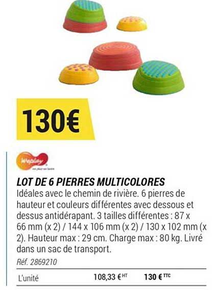 lot de 6 pierres multicolores