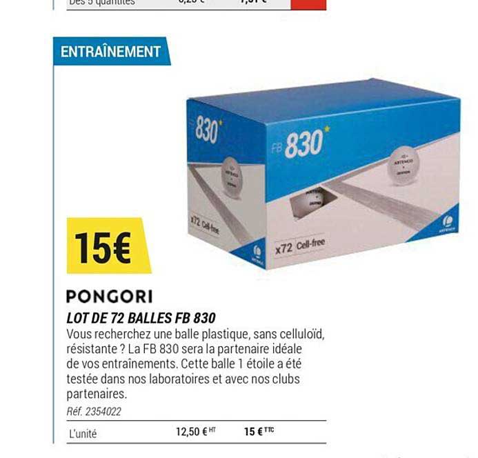 lot de 72 balles fb 830 pongori