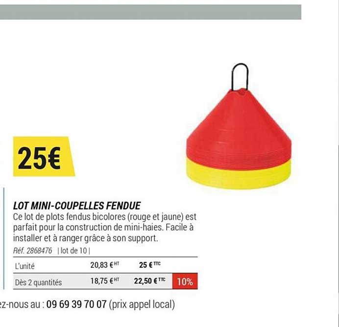 lot mini-coupelles fendue