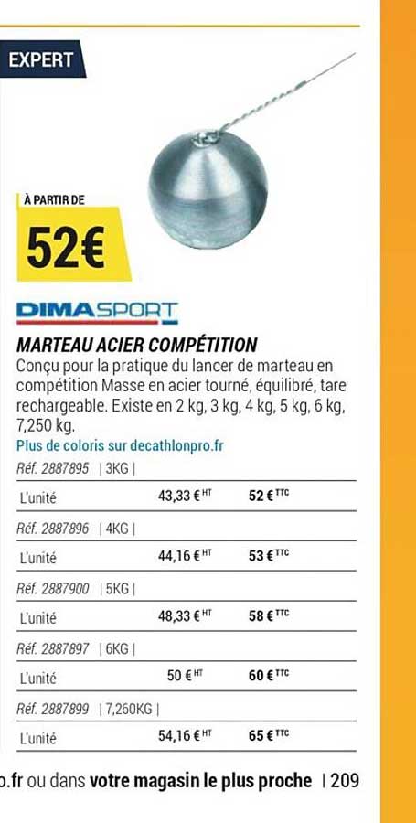 marteau acier compétition dimasport