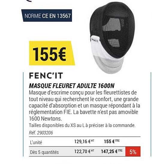 masque fleuret adulte 1600n fenc'it