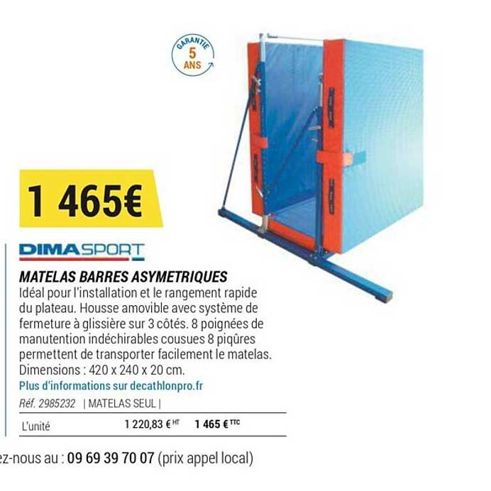 matelas barres asymétriques dimasport