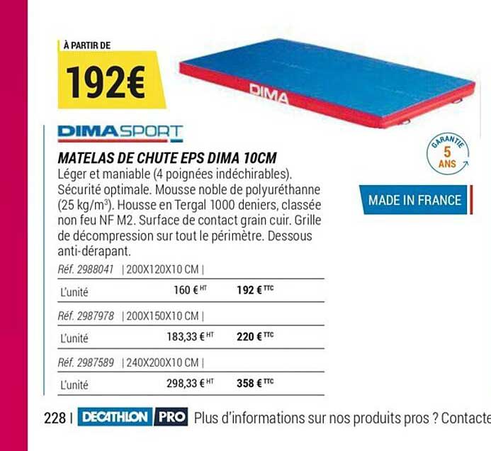 matelas de chute eps dima 10 cm