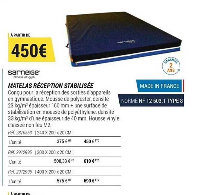 Matelas Réception Stabilisée Sarneige