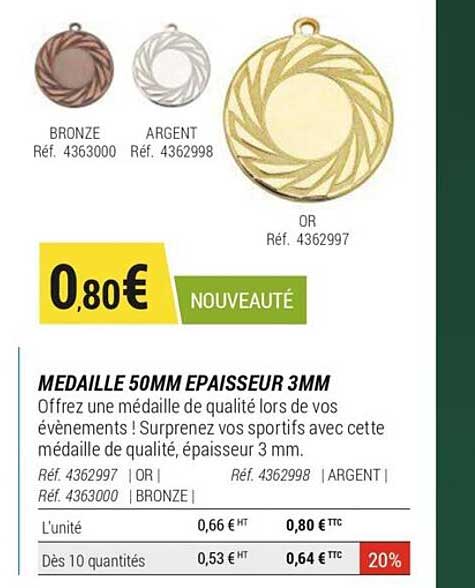 médaille 50 mm épaisseur 3mm