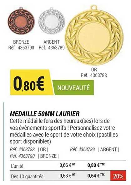 médaille 50mm laurier