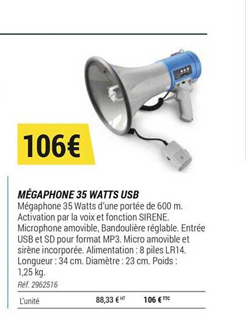 mégaphone 35 watts usb