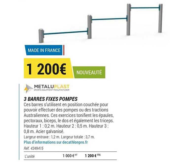 metaluplast 3 barres fixes pompes