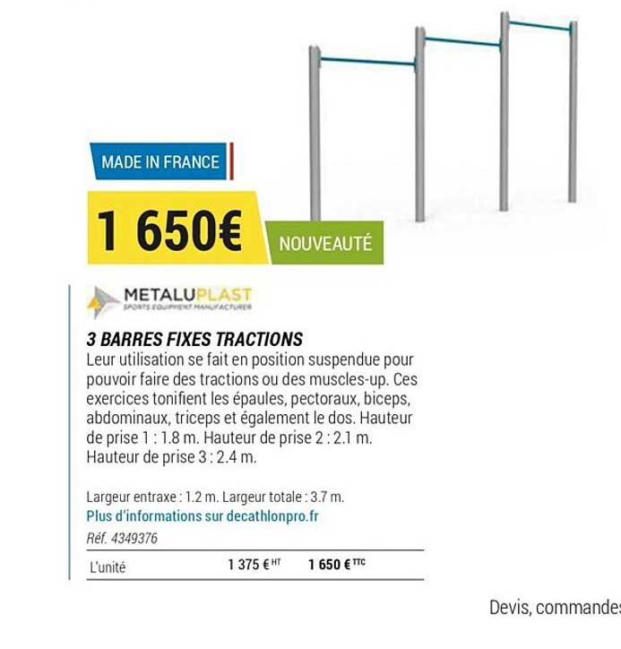 metaluplast 3 barres fixes tractions
