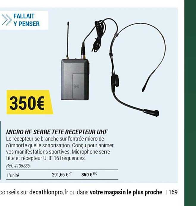 micro hf serre tête recepteur uhf