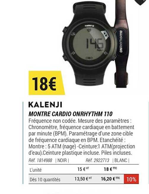 montre cadio onrhythme 110 kalenji
