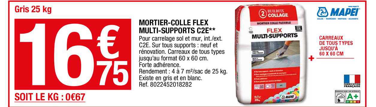 mortier-colle flex multi-supports c2e mapei