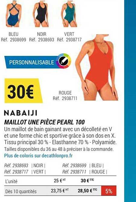 nabaiji maillot une pièce pearl 100