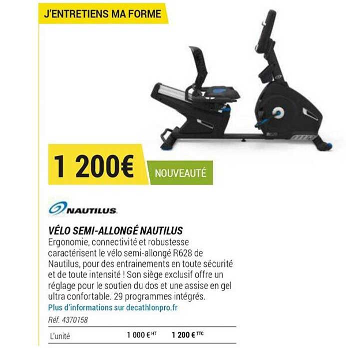 nautilus vélo semi-allongé nautilus