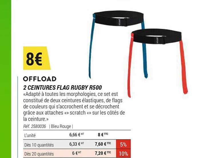 Offload 2 Ceintures Flag Rugby R500