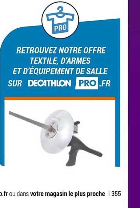 offre textile, d'armes et d'équipement de salle