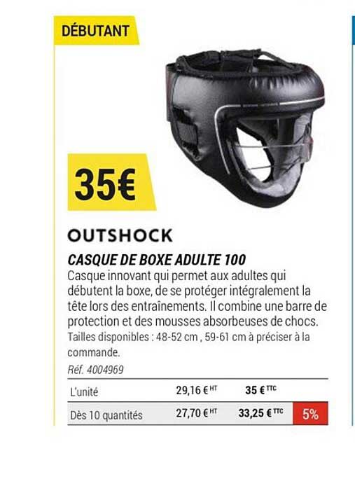 outshock casque de boxe adulte 100