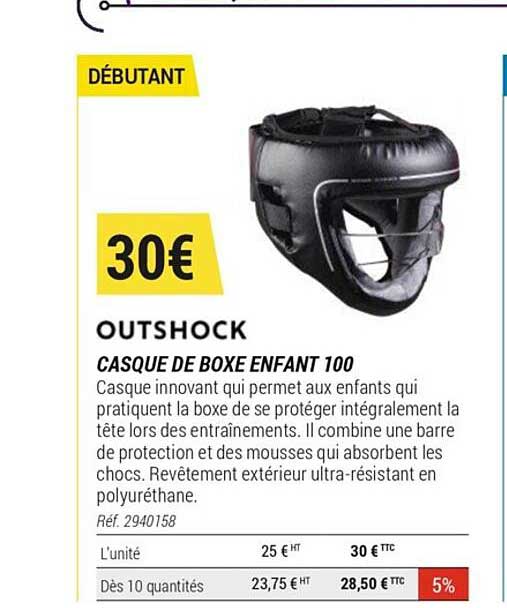 outshock casque de boxe enfant 100