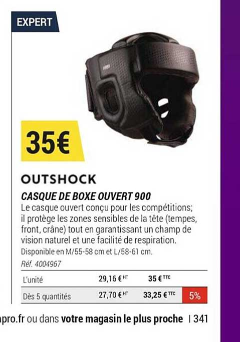 outshock casque de boxe ouvert 900