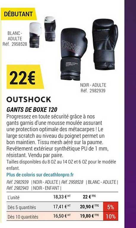 outshock gants de boxe 120