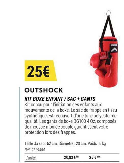 outshock kit boxe enfant sac + gants