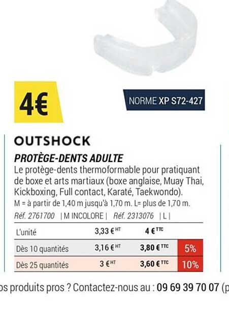 outshock protège-dents adulte