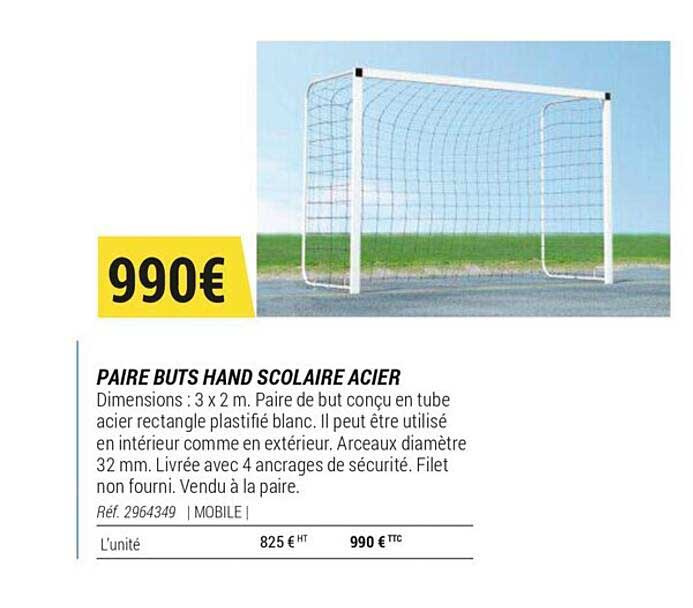 paire buts hand scolaire acier