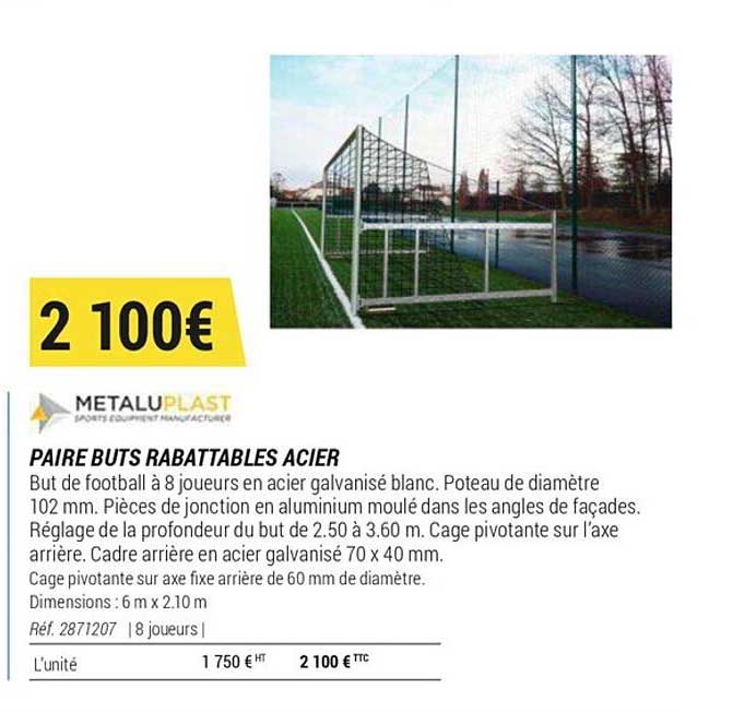 paire buts rabattables acier metalu plast