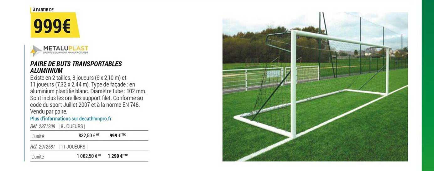 paire de buts transportables aluminium metalu plast