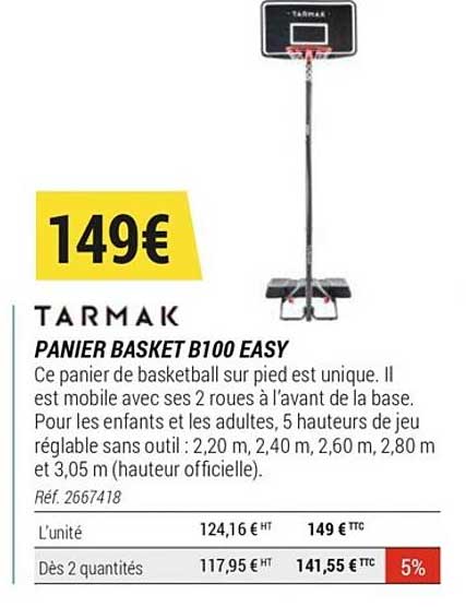 panier basket b100 easy tarmak