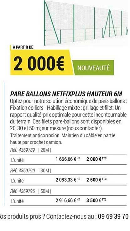 pare ballons netfixplus hauteur 6m