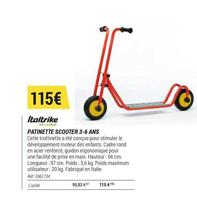 patinette scooter 3-6 ans italtrike