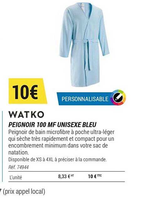 peignoir 100 mf unisexe bleu watko