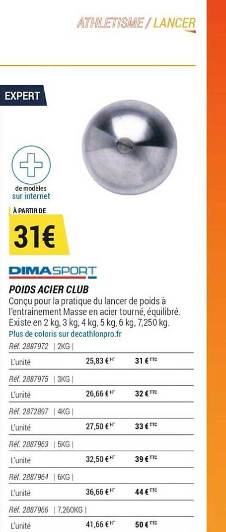 poids acier club dimasport