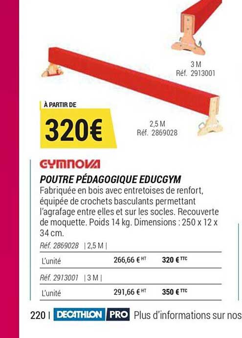 poutre pédagogique educgym gymnova
