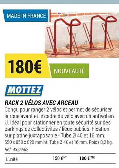 Rack 2 Vélos Avec Arceau Mottez