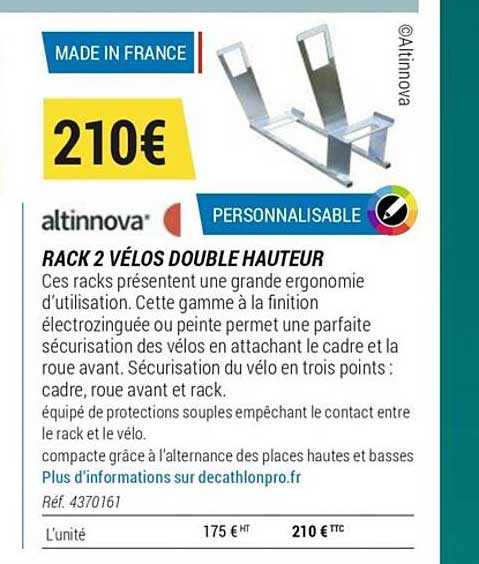rack 2 vélos double hauteur altinnova