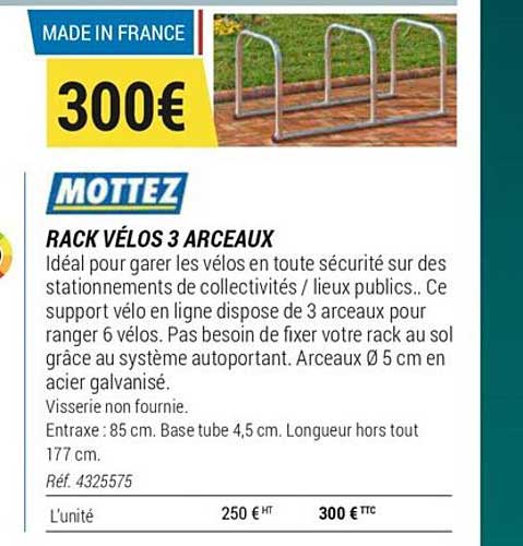 rack vélos 3 arceaux mottez